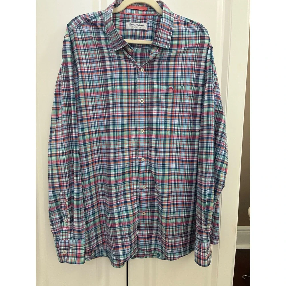 Tommy Bahama The Siesta Key Men's Plaid XL Button Down Long Sleeve Shirt - Picture 4 of 8